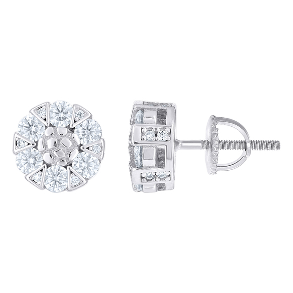 925 Sterling Silver Womens Round 1.37ct Moissanite Round Stud Earrings